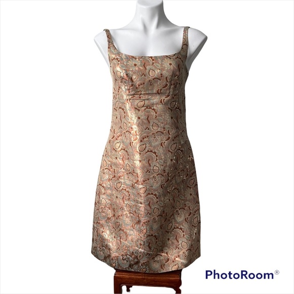 J. Crew Dresses & Skirts - J. Crew Collection Silk Blend Metallic Gold Floral Jacquard Shift Dress